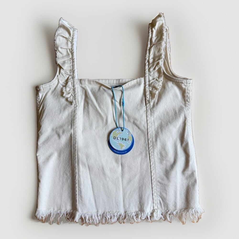 DL1961 Womens Cora Tank Top Square Neck Top Medium Ecru - NWT $149
